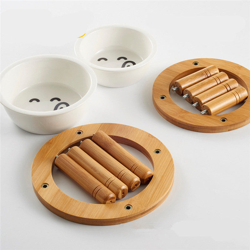 Round Bamboo Pet Bowl