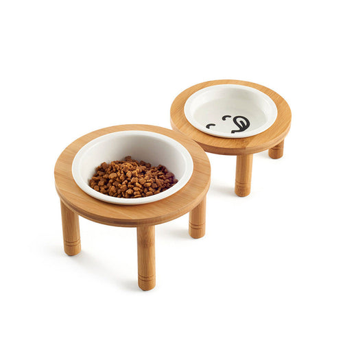 Round Bamboo Pet Bowl