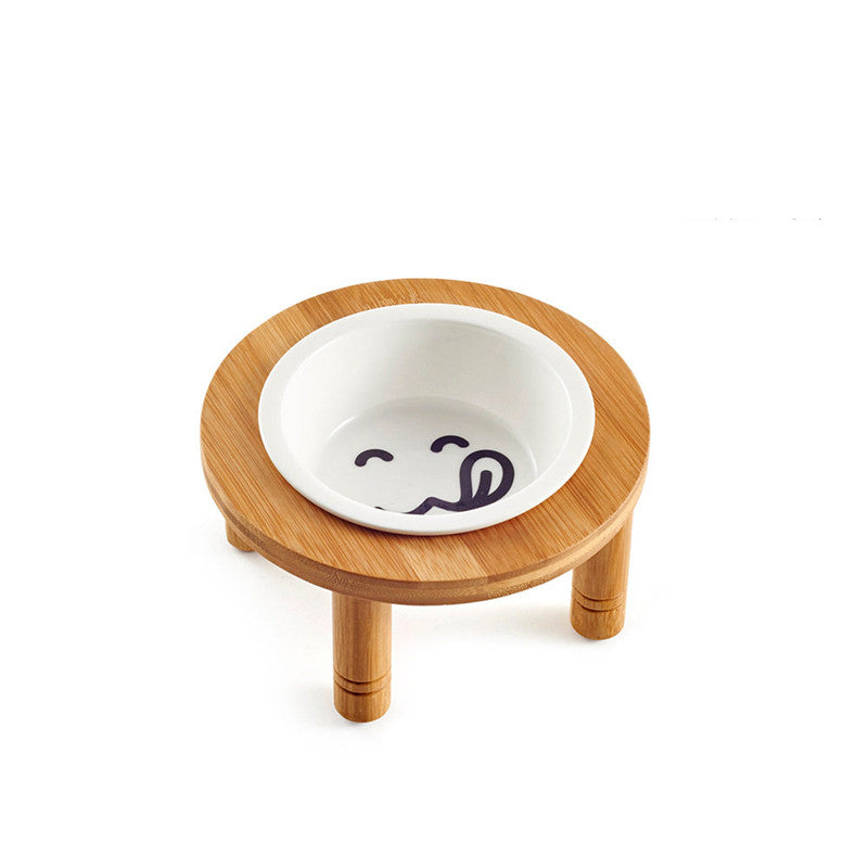 Round Bamboo Pet Bowl